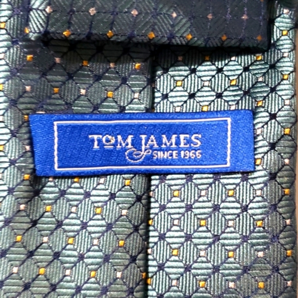 Tom James 100% Silk Purplr/Teal Tie Bundle of 2 - Picture 3 of 6